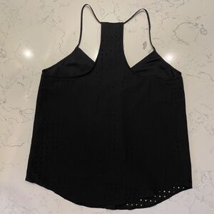 Banana Republic Black V-Neck Laser Cut Tank, Size M